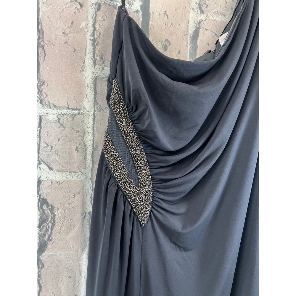 Calvin Klein Beaded Details One Shoulder Dark Gray Maxi Woman Dress Size 16 $298 - Picture 9 of 14